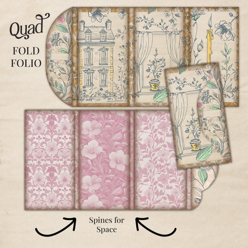 Spring Junk Journal Waterfall Pocket Folio, Vintage Floral (printable ...