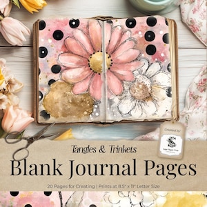 Puste strony do dziecięcego dziennika ze śmieciami, papier do druku Cottage Girl Shabby Chic, różowy Cottagecore do pobrania, zeszyt do pisania SP072