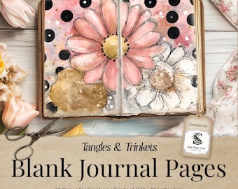 Blank Pages for Children Junk Journal Paper, Printable Cottage Girl Shabby Chic Paper Pink Cottagecore Download Writing Scrapbook SP072