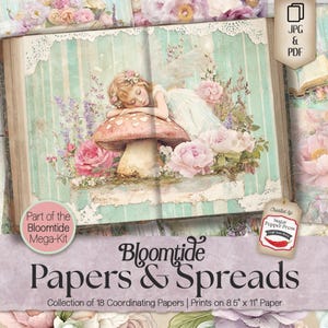 Frühling Reverie Junk Journal Hintergrundpapiere, Cottage Garten, Blumen Shabby Chic, Waldnatur Vintage, Printable Dream Sammelalbum, SP061
