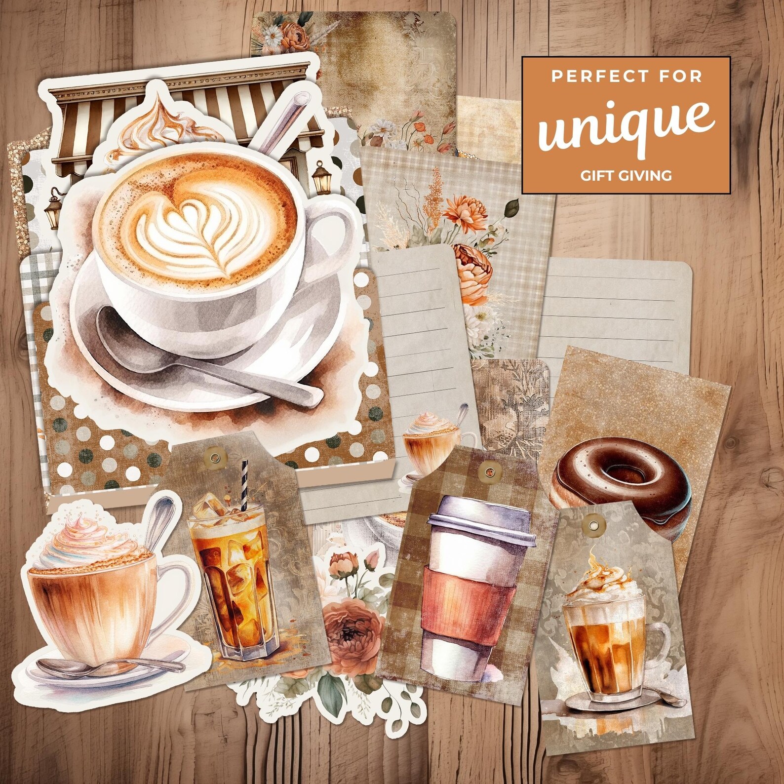 Vintage Coffee Folio Kit | Shabby Chic Printable Ephemera (digital ...