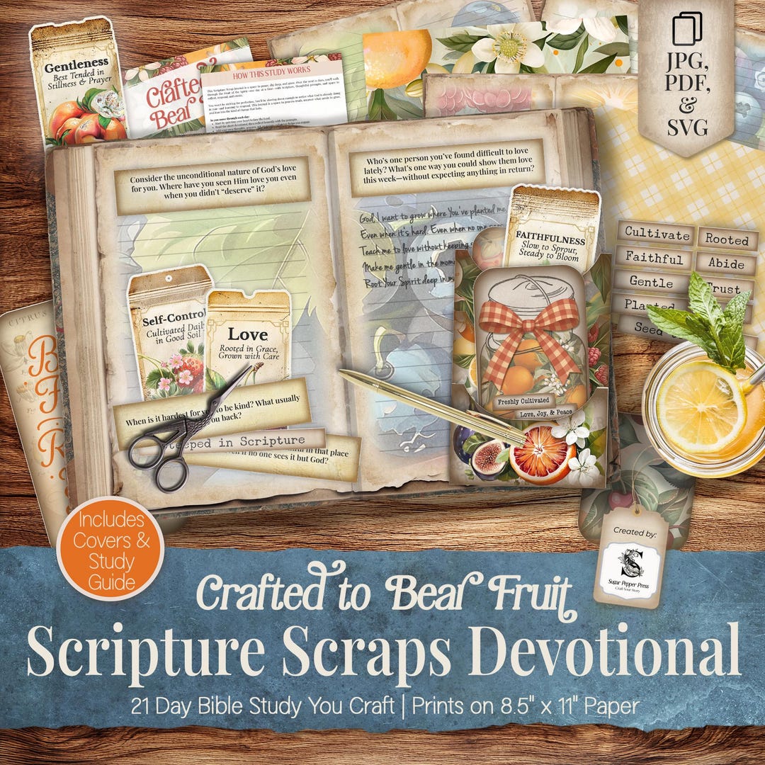 Scripture Scraps Junk Journal Kit, Fruit of the Spirit Devotional ...