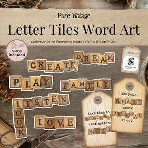 Kit de frases y palabras para diario basura, fichas de juego, papel imprimible neutro, efímera digital, manualidades vintage, descarga de scrapbooking SP100