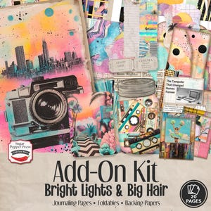 Retro 80s Junk Journal-uitbreidingsset | Vintage krant, collage en gadgets, labels, zakken, enveloppen en benodigdheden voor scrapbooking SP045
