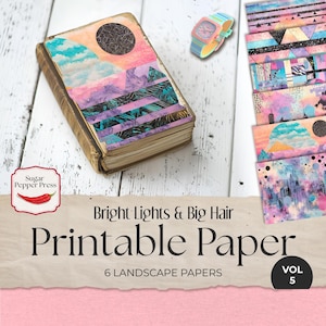 Neonfarbenes Digitales Papier | Lebhaftes 80er Jahre Muster für Scrapbooking, Kunsthandwerk und Junk Journaling SP045
