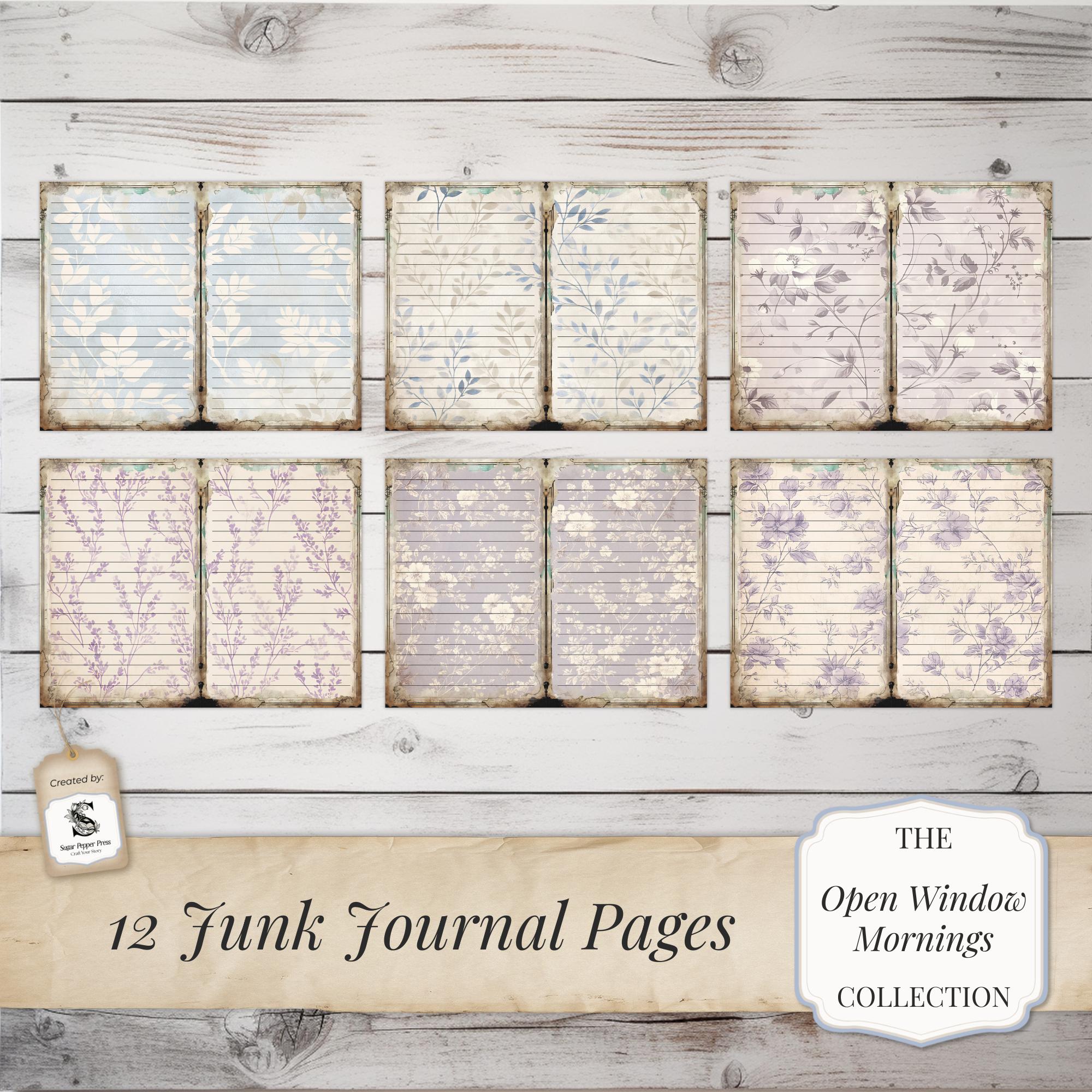 Spring Floral Lined Junk Journal Pages | Printable Vintage Style ...