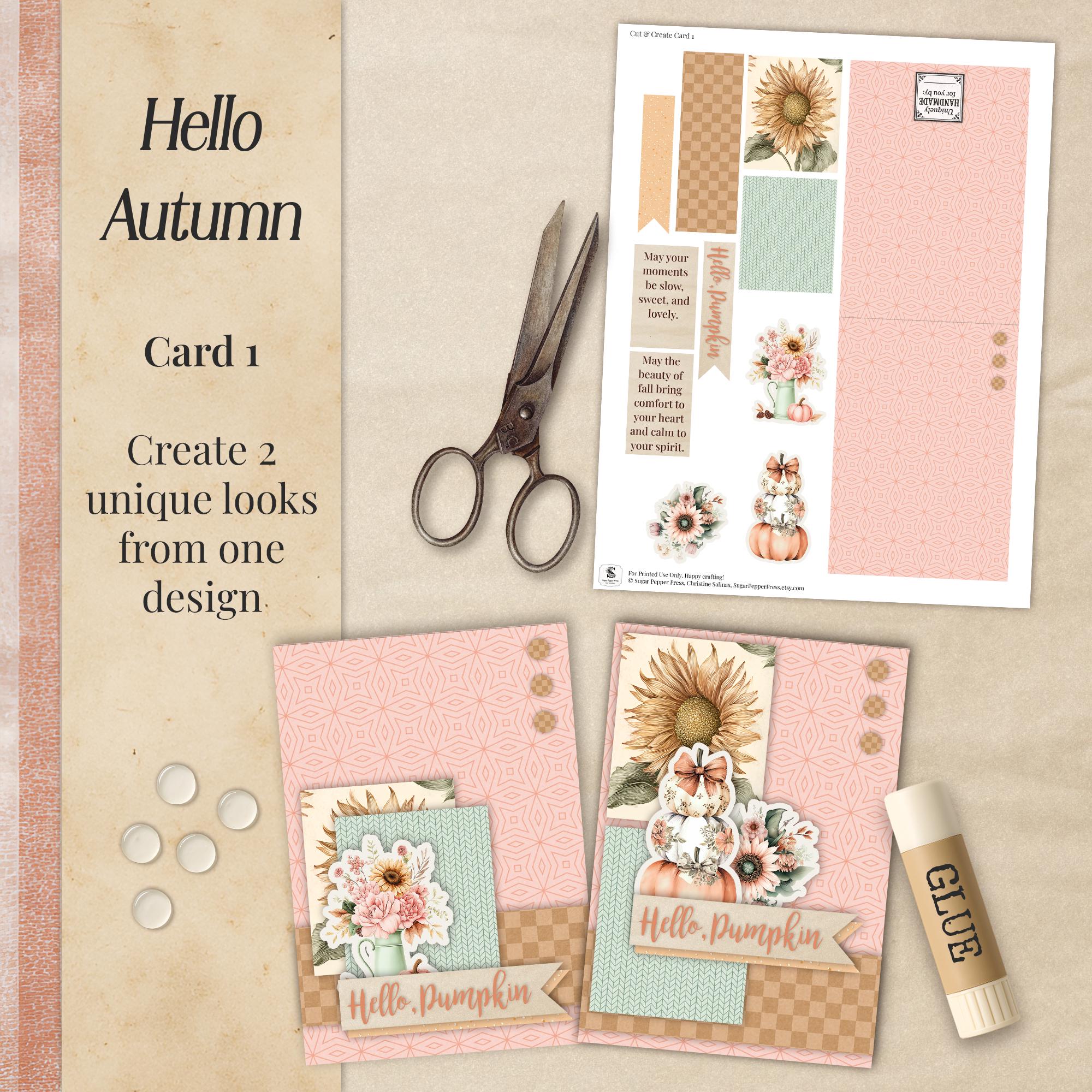 Pink Pumpkin Card Making Kit – DIY Autumn Cards (printable) - Etsy