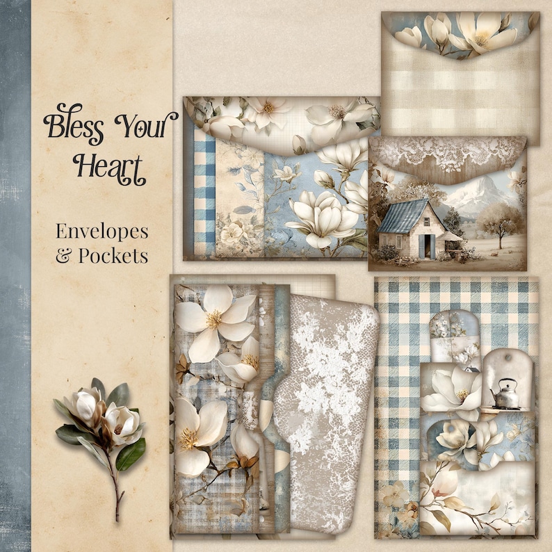 Farmhouse Junk Journal Mega Kit, Shabby Chic Cottagecore Ephemera ...