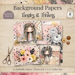 Cottage Girl Shabby Chic Junk Journal Hintergrundseiten, Country Cottagecore Papers Shabby Chic Instant, Printable Craft Scrapbook Pink SP072