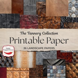 Maskulines Junk Journal Digitales Papier, The Tannery Collection Bundle Druckbare Leder Textur für Rustikale Scrapbooking, & Crafting PP001