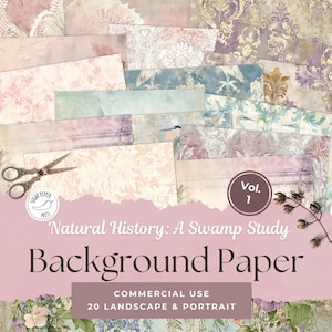 Botanifal Swamp Natural History Background Paper | Damask Junk Journal Pages (Digital Download) Vol 1 SP009