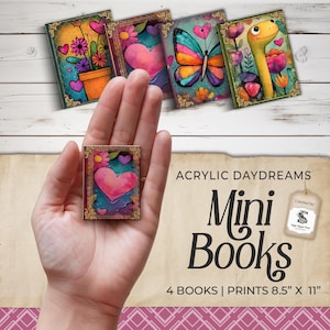 Mini Book Bright Junk Journal, Printable Colorful Summer Spring for Children, SVG Craft Digital Ephemera for Scrapbooking Miniature SP081