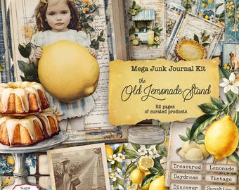 Shabby Chic Lemon Junk Journal Kit, Vintage Ephemera (PDF) SP052