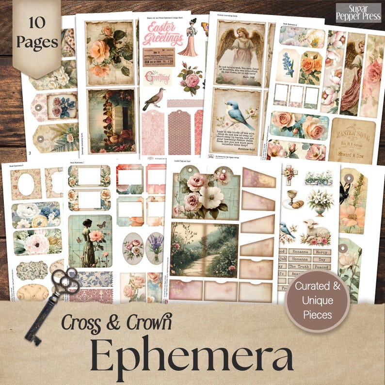 10 pages of curated and unique pieces of ephemera