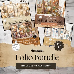 Paquete de folios otoñales / Kits de diario otoñal con temática vintage, rústica y acogedora / Efímera minimalista de Acción de Gracias / 119 Elements