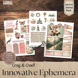 Innovative Ephemera - layered journal magic, snippets and scraps perfect for collage and mixed media -includes collage sheet with vintage found ephemera and words
