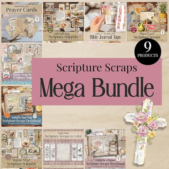 Christian Scripture Scraps Ephemera Bundle | Junk Journal Devotional (Digital Download)