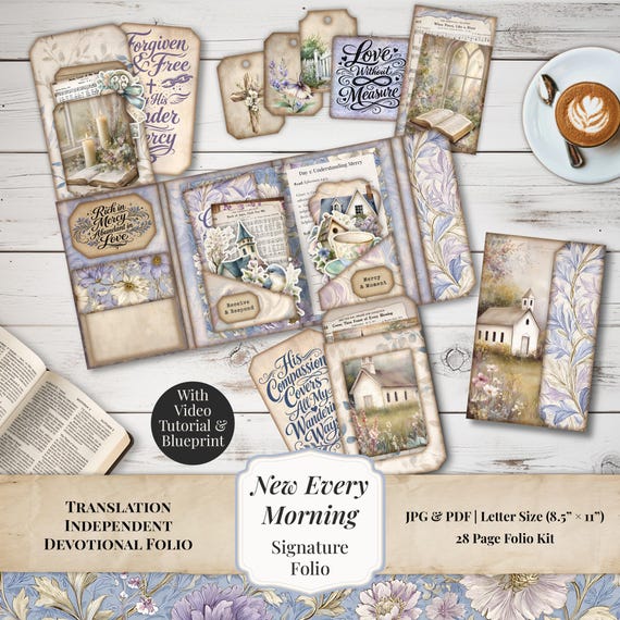 Faith Folio Mercy Devotional Bible Folio Kit | Printable Scripture Junk Journal Folio with Ephemera SP2613