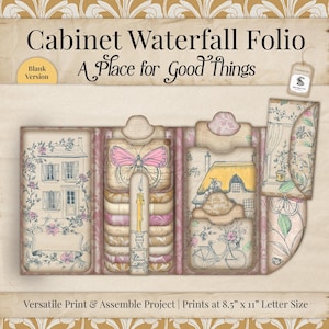 Frühling Junk Journal Pocket Wasserfall Folio, Vintage Shabby Chic bedruckbares Kit für geladene Ordner, JPG PDF SVG Sofortiger Download Scrapbook SP078