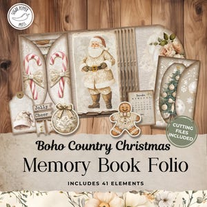 Livre de souvenirs de Noël champêtre en toile bohème | Grand kit de journal indésirable rustique, fournitures de loisirs créatifs beiges pour garder des souvenirs et offrir