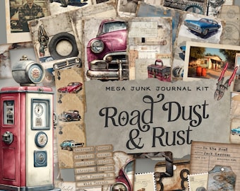 Masculine Junk Journal Printable Kit, Vintage Classic Cars Theme (Digital Download) sp071
