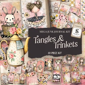 Méga kit de journal indésirable Shabby Chic Cottage Girl, Country Cottagecore pour enfants, pages papiers éphémères imprimables scrapbooking pour enfants SP072