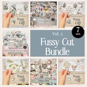 Druckbare Fussy Cut Bundle Vol 3 | 7 Sets, Junk Journal Ephemera & Scrapbook Stanzteile