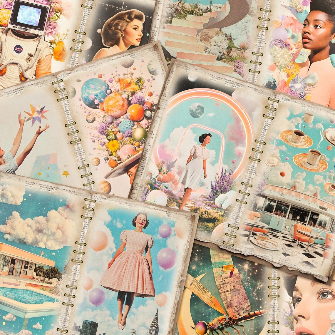 Retro Surreal Junk Journal Pages | Vol 4, Mid-century Modern Digital ...