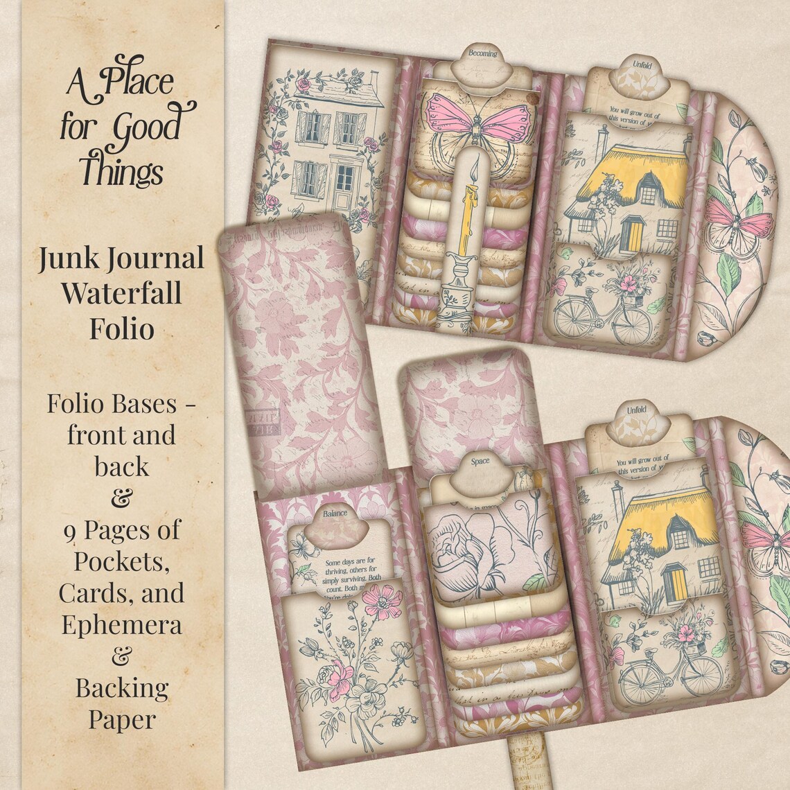Spring Junk Journal, Shabby Chic Affirmation Folio (printable Kit ...