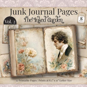 Jane Austen Junk Journal Pages Vol. 2 | Printable Regency Garden Papers, Vintage Letter & Floral Writing Kit SP123