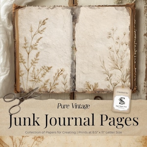Kit de diário com páginas em branco, papel neutro para impressão, itens digitais para livros, artesanato vintage, download de scrapbooking marrom SP100