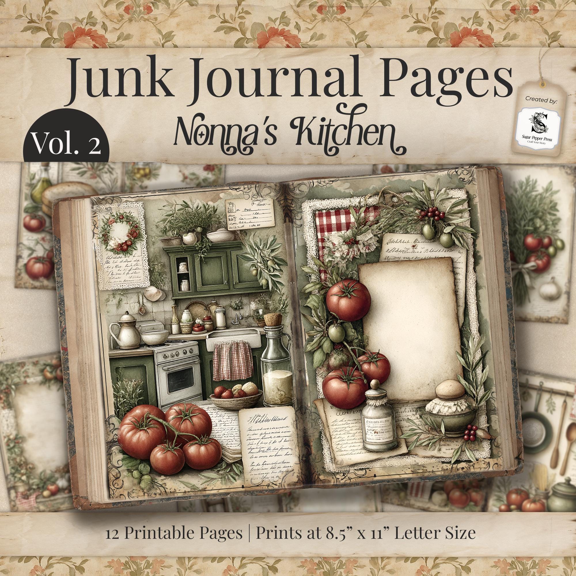 Nonna's Kitchen Junk Journal Kit | Vintage Italian Recipe Ephemera ...
