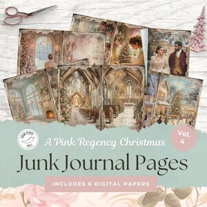 Páginas del diario basura navideño de la Regencia Rosa, vol. 4 / Papeles digitales, Regio, Romántico, Nevado, Chimenea, Opulento, Invernal, Gran, Elegante, Mansión SP011