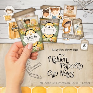 Zestaw spinaczy do papieru z ukrytymi notatkami i pszczołami | Prezent do druku w dzienniku śmieci SP2610