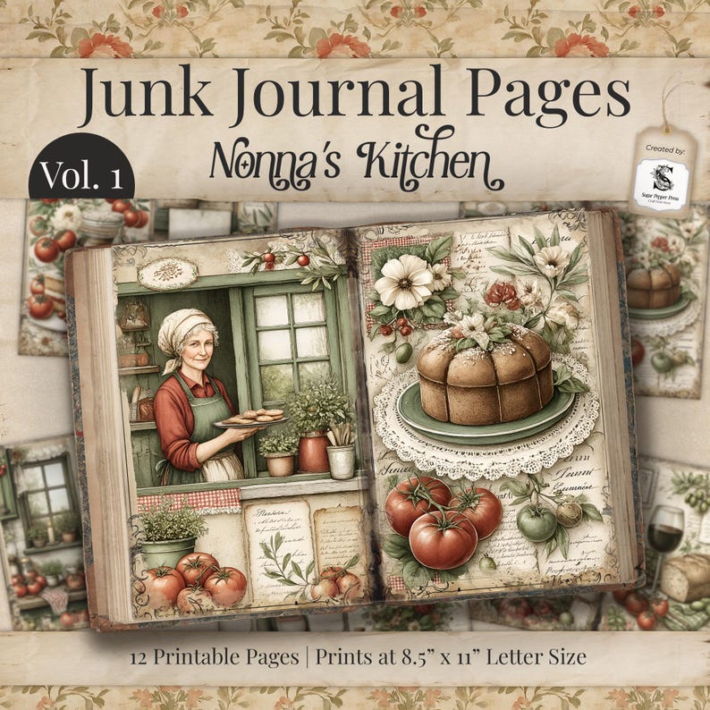 Nonna's Kitchen Junk Journal Kit | Vintage Italian Recipe Ephemera ...
