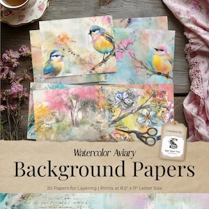Tło dziennika Bird Junk, papier cyfrowy do scrapbookingu, malowane drukowane materiały efemeryczne w technice mieszanej, sztuka vintage, zestaw do kolażu przyrodniczego PP009