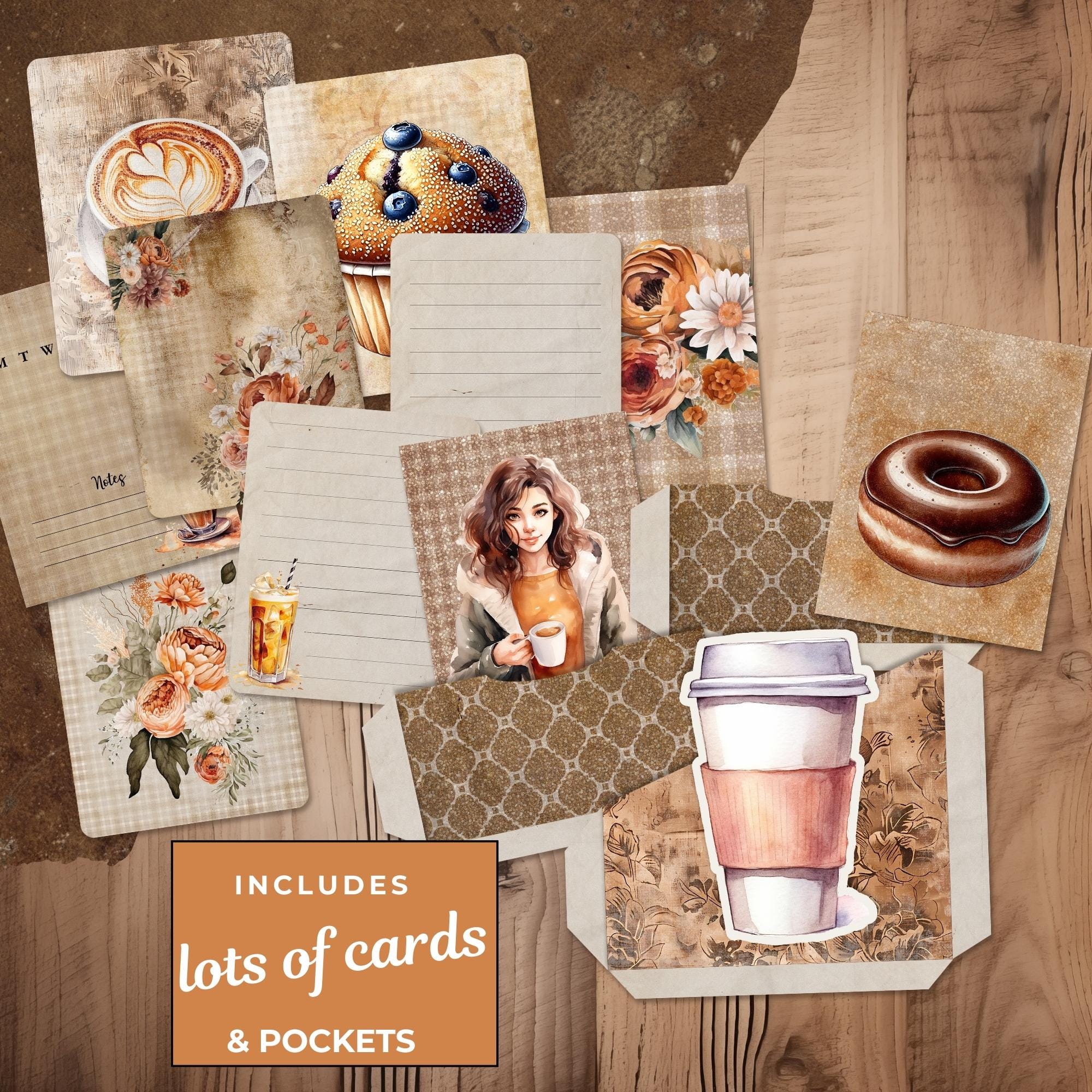 Vintage Coffee Folio Kit | Shabby Chic Printable Ephemera (digital ...