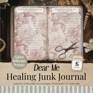 Healing Therapie Junk Journal Seiten, Neutrales Blumen bedruckbares Papier Kit, Vintage Selbstreflektion Handwerk, Digitales Scrapbook gefüttert PP008