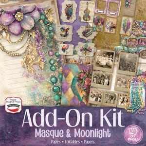 Karneval Junk Journal Add-On Kit | Ephemera, Tags, Umschläge, Bastelbedarf für Scrapbooking & Kartenherstellung SP042