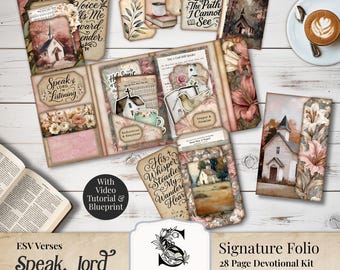 Bible Devotional Folio Kit With Instructions | Scripture Writing Junk Journal, Hidden Pockets, ESV Faith Printable, Floral Craft Kit DS004