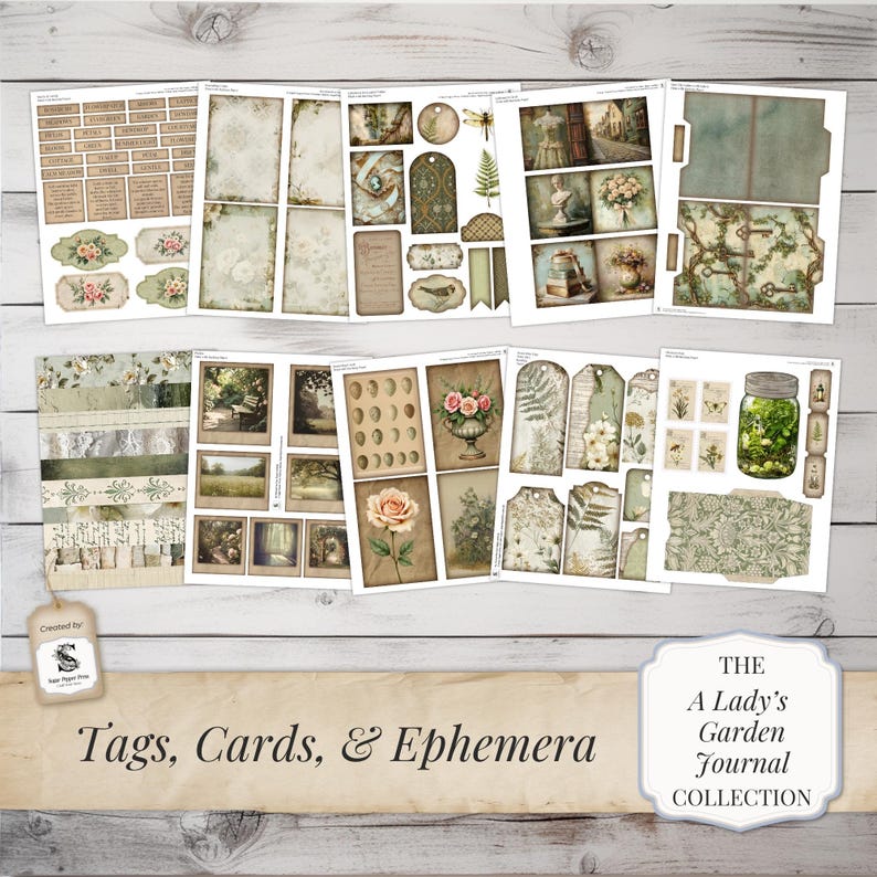 Victorian Lady's Garden Junk Journal Kit | Vintage Printable Pages ...
