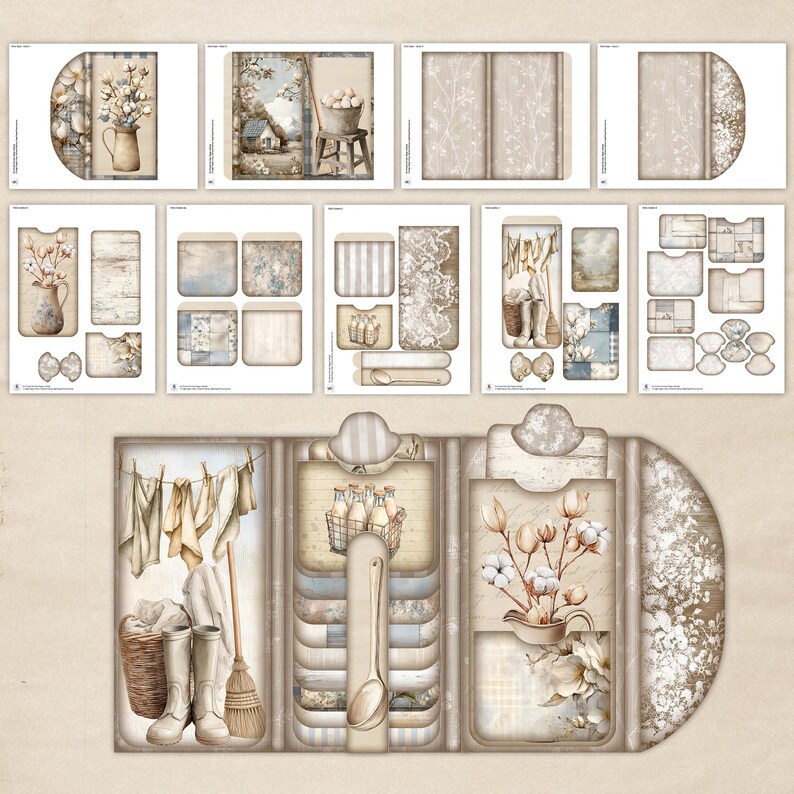 Farmhouse Junk Journal, Shabby Chic Waterfall Folio (JPG PDF SVG) SP096 ...