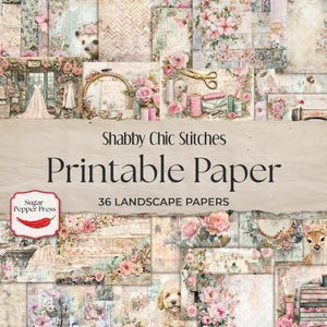 Shabby Chic Digitales Papier Französisches Land Hintergrund Papierbündel | Nähen Bundle, Vintage Floral Junk Journal, Scrapbooking & Karten SP043