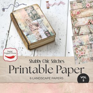 Vintage Nähen Hintergrund Papier Shabby Chic Floral Vol 5 | Junk Journal Kraft Wildblumen Printable für Scrapbooking & Cardmaking SP043
