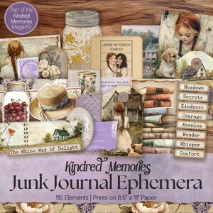 Diario basura de Anne Shirley, efímeras, con un kit imprimible digital Kindred Green Gables, libro de recortes de naturaleza Vintage Pages, descarga SP057