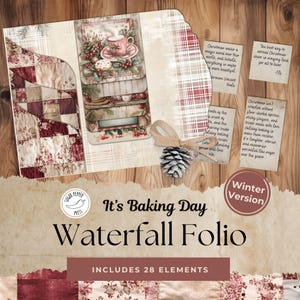 Weihnachtsbäckerei Wasserfall Folio Kit für Junk Journals, Scrapbooks, und Urlaub Handwerk Projekte, digitale Sofort Download Printable SP030