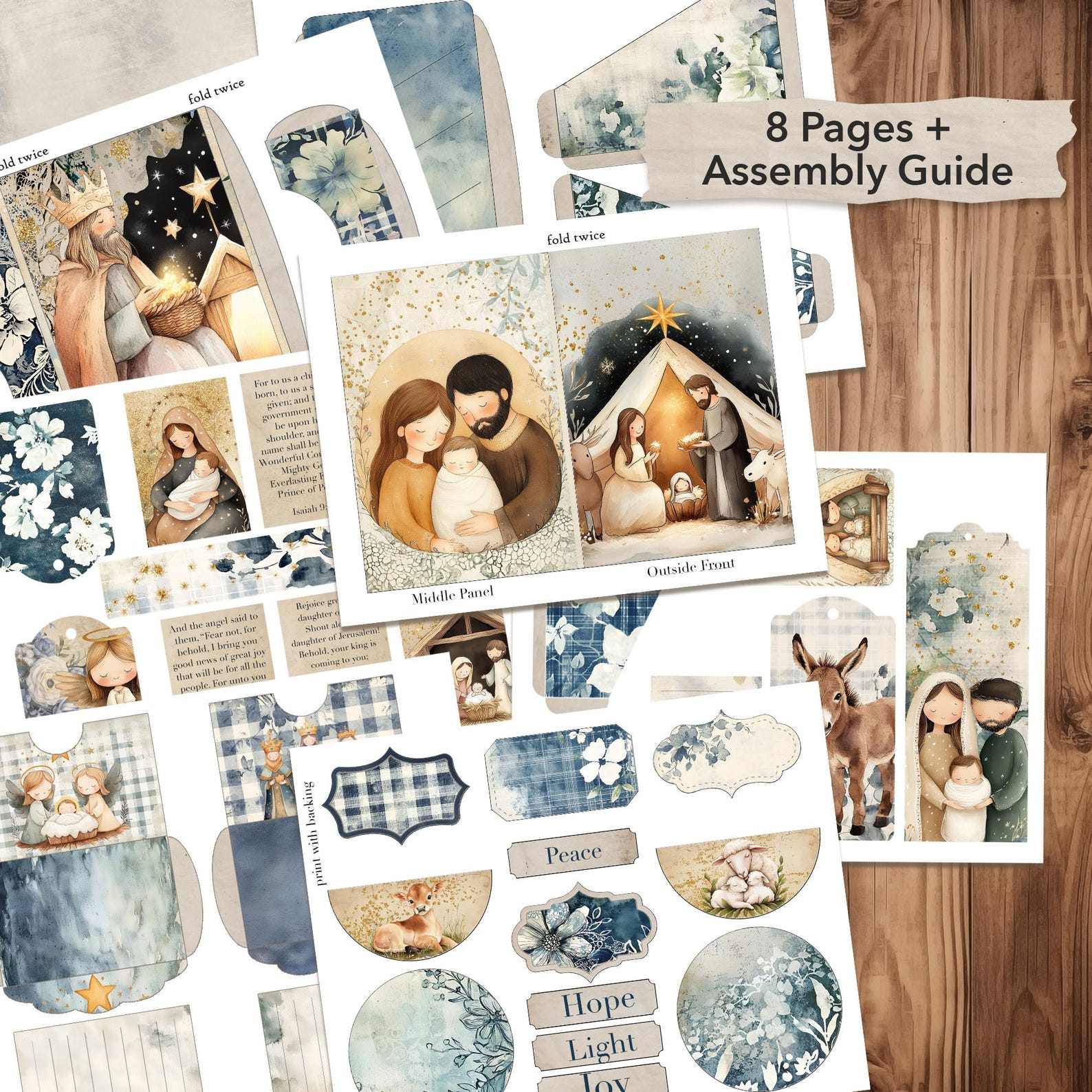 Kit de diario navideño vintage con motivos del Nacimiento, versículos ...