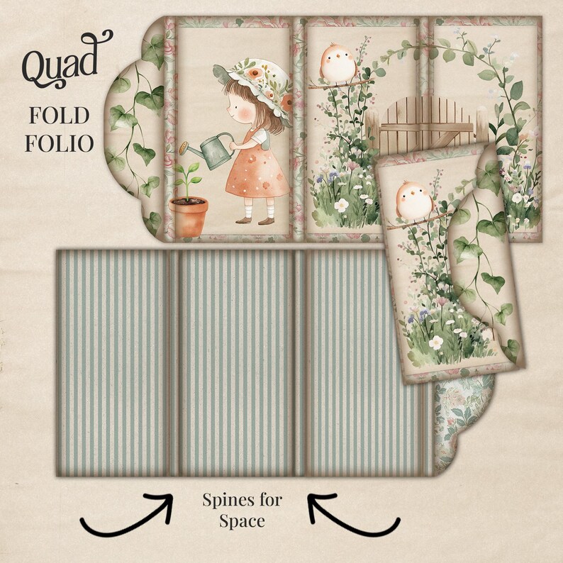 Secret Garden Junk Journal Kit: Printable Waterfall Folio (JPG, PDF ...