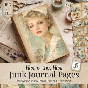 Nurse Junk Journal Kit, afdrukbaar papier, vintage plakboekpagina's, digitale download voor crafting, journaling essentials, medische kunstbenodigdheden