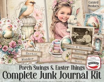 Vintage Oster Junk Journal Kit | Frühling Ephemera, Fussy Schnitte (Digitaler Download) SP050